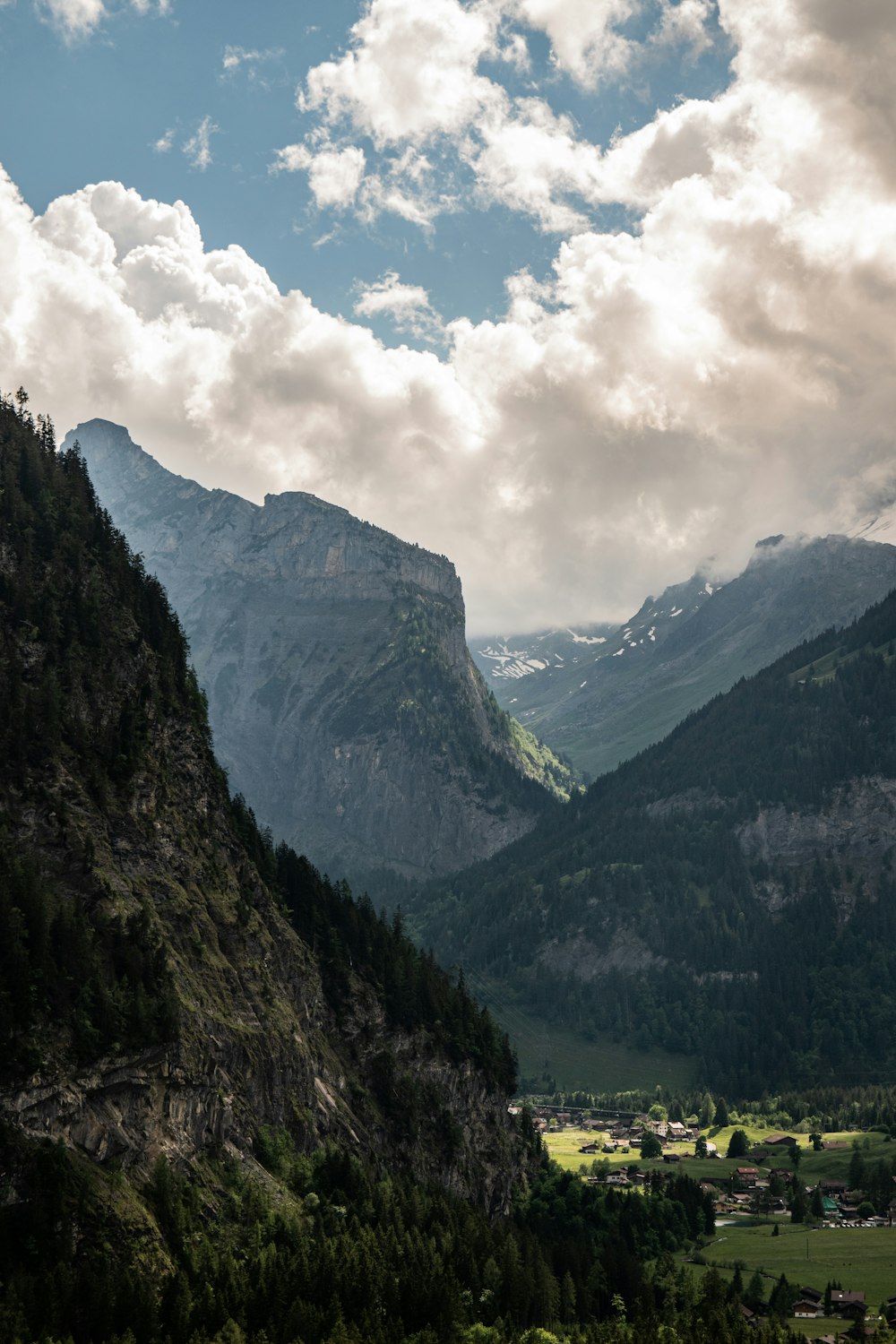 a valley between mountains