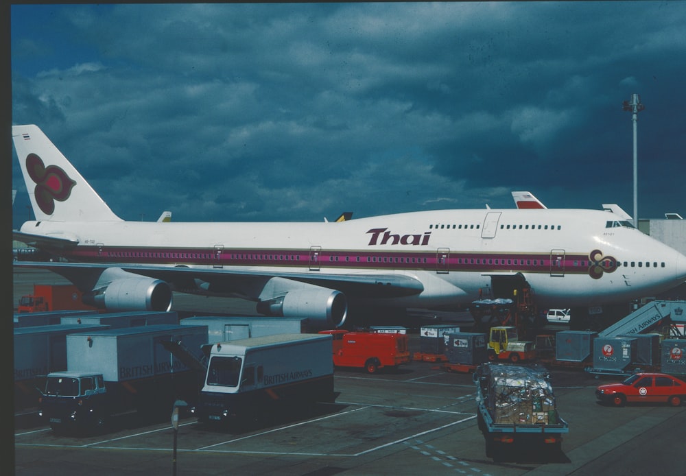 an airplane is being prepared for a flight