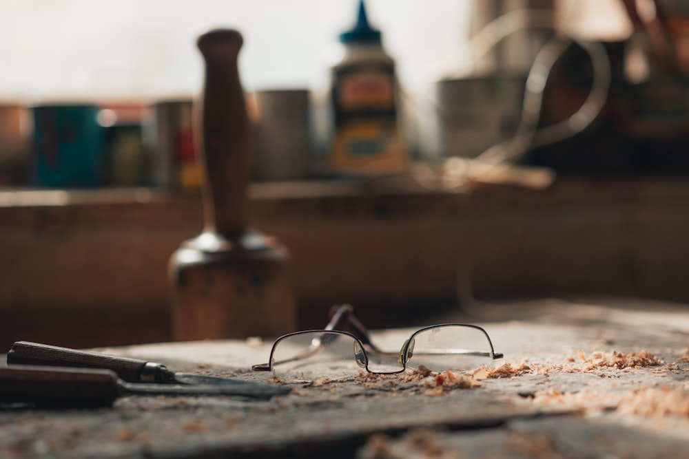 a pair of glasses on a table