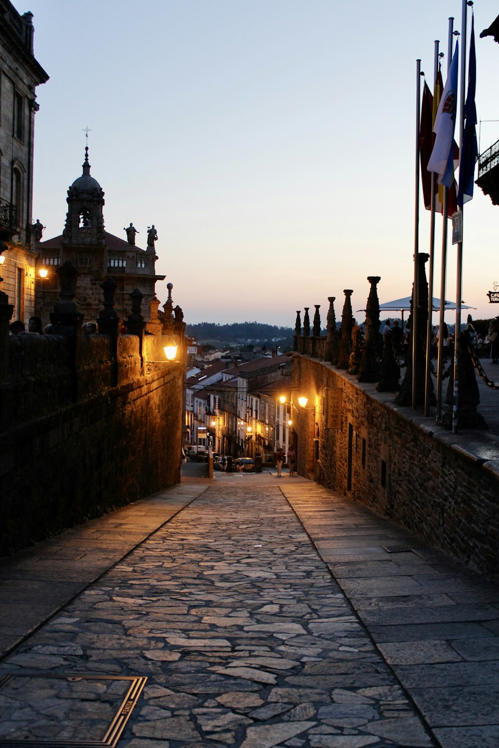 a view of a city at night