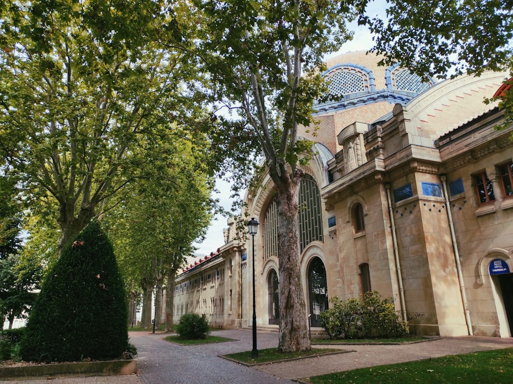 a building with trees in front of it