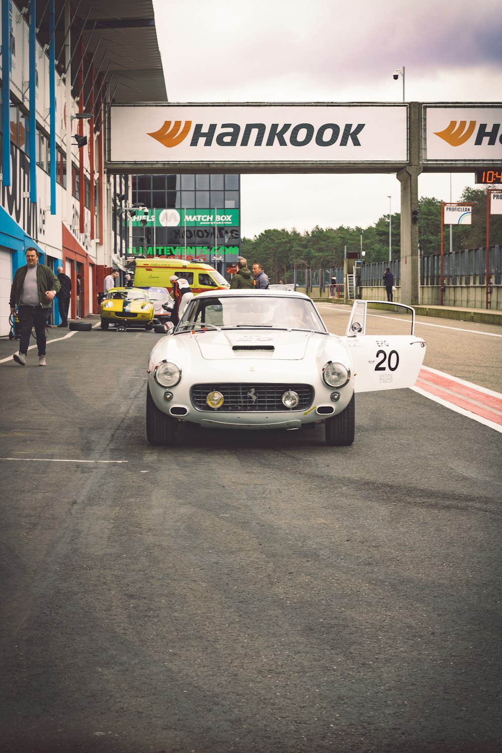 a white car on a road