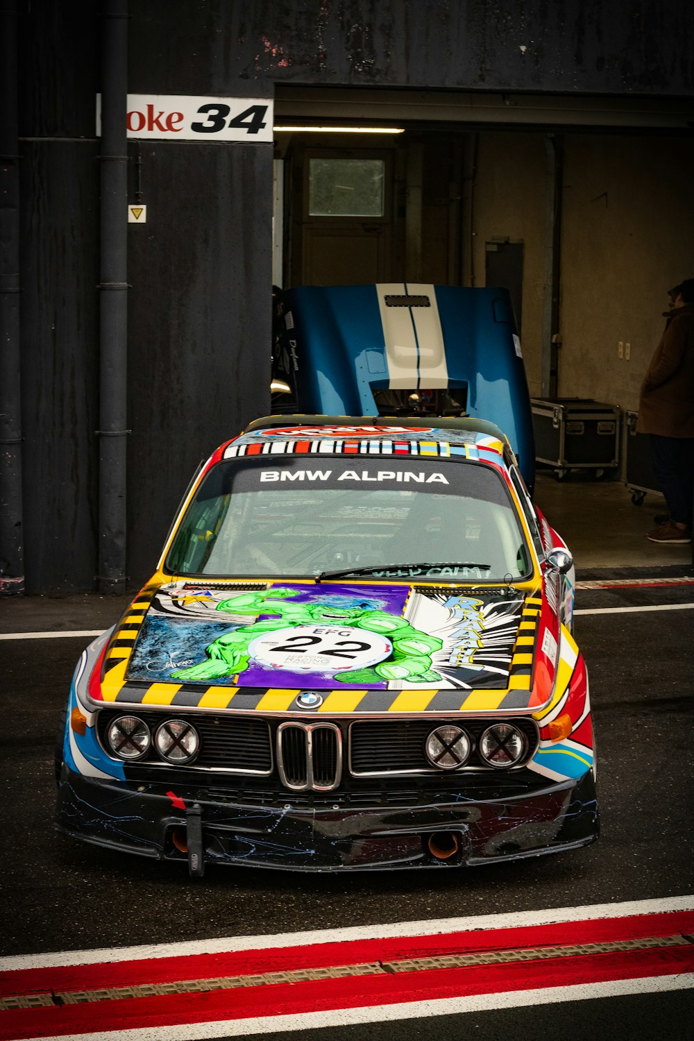 a car with a painted face