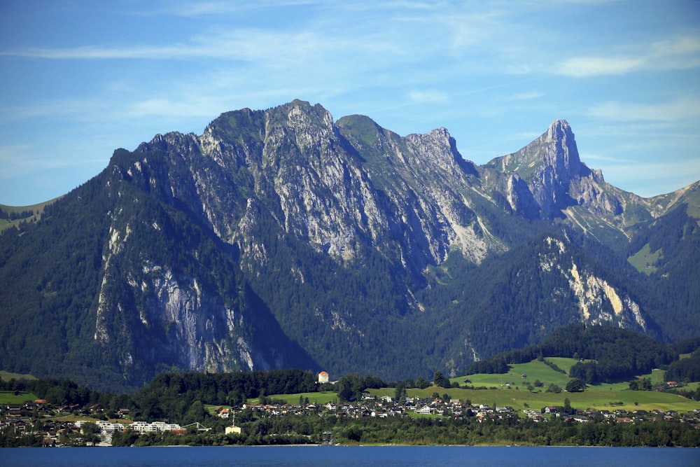 a mountain with snow