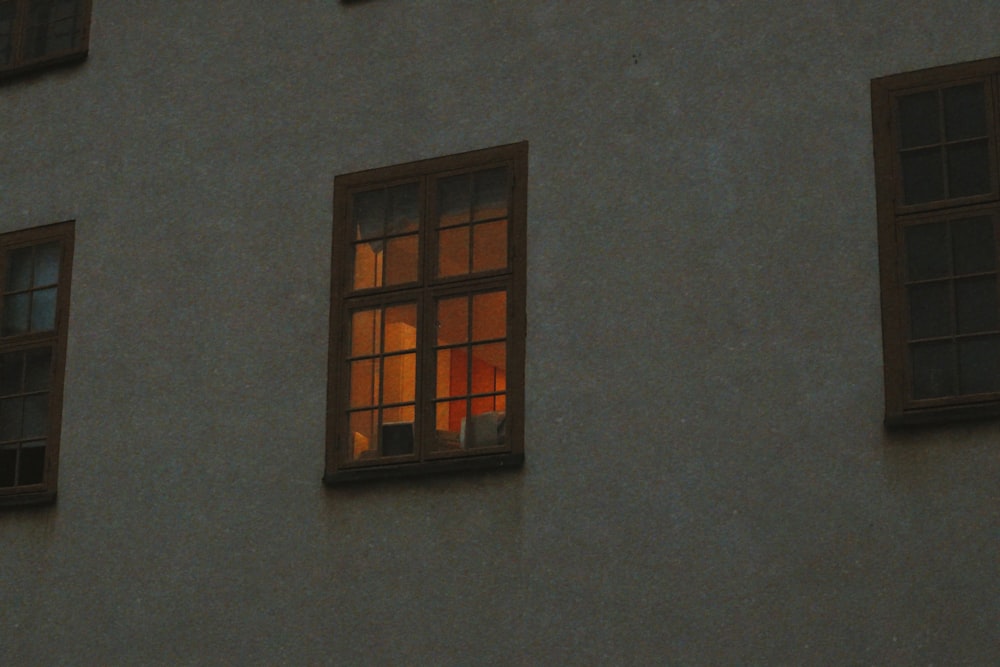 a window with a light on it