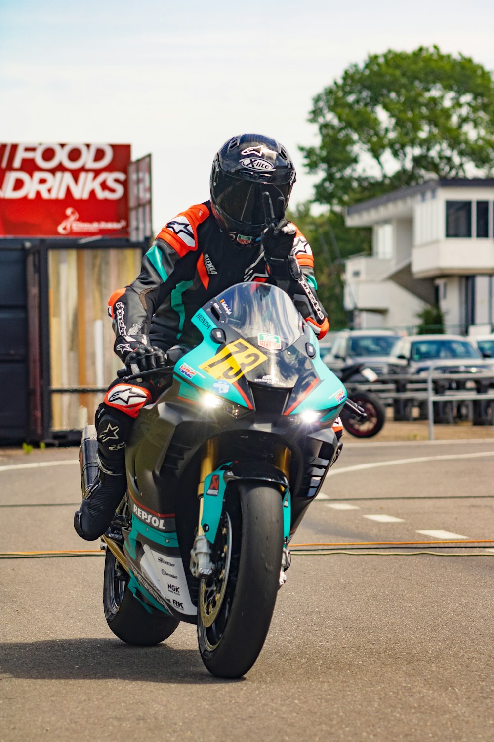 a man riding a motorcycle