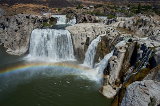 a waterfall over a cliff