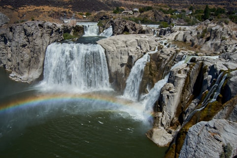 a waterfall over a cliff