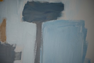Large abstract painting with soft beige and white tones, minimal brush strokes.
