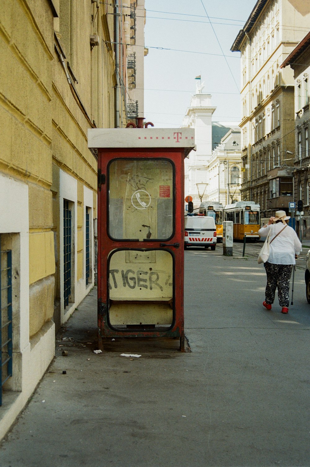 a person walking down a street