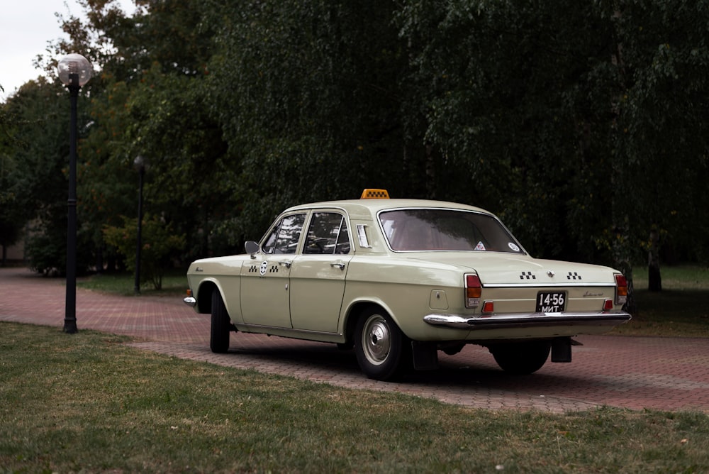 a white car on a road