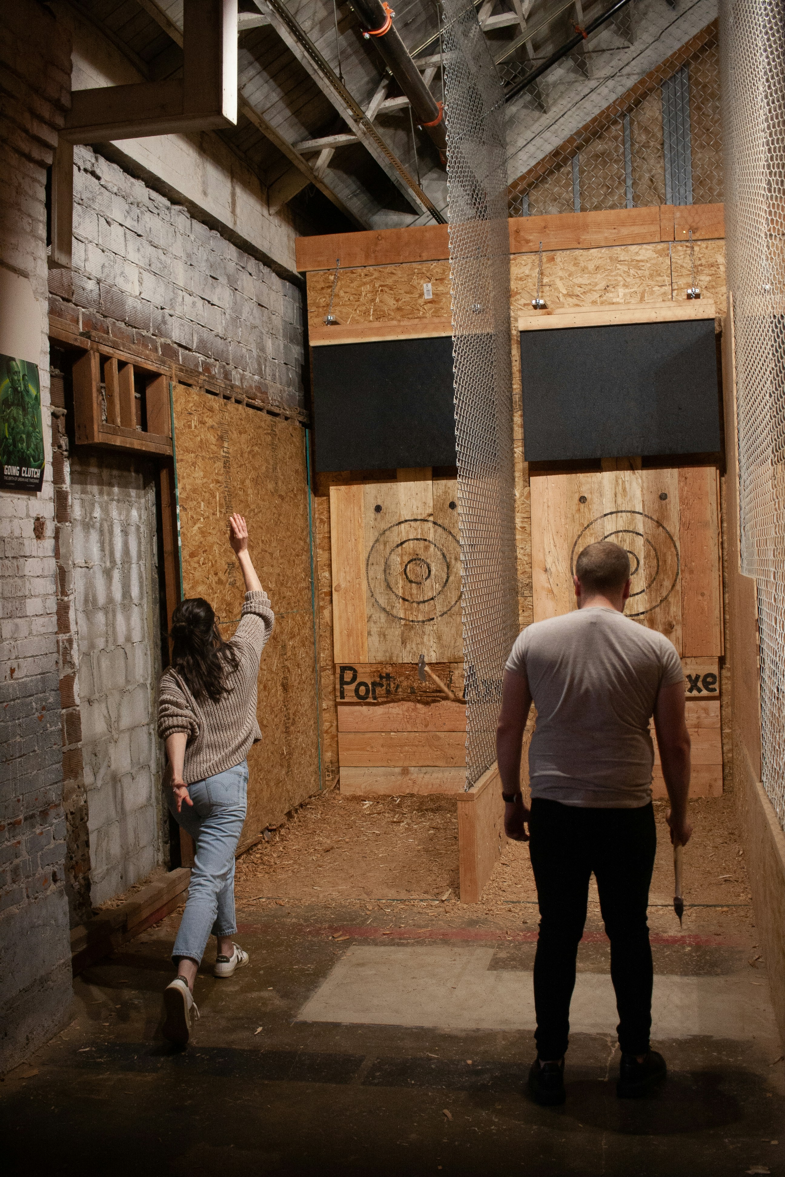 Professional setup of portable axe throwing gear