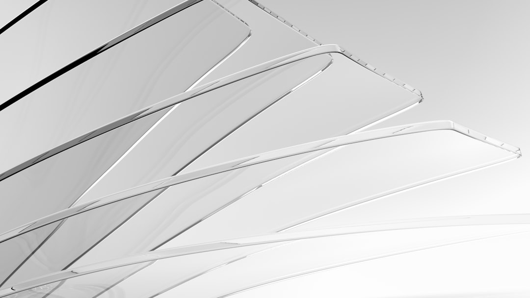 a close-up of a wire, Clear Glossy rectangle Glass Holographic Curved Wave Banner. translucent abstract background.
