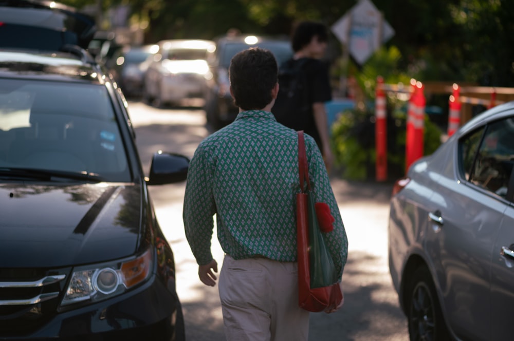 a man walking down a street