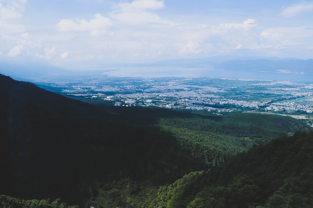 a landscape with hills and trees