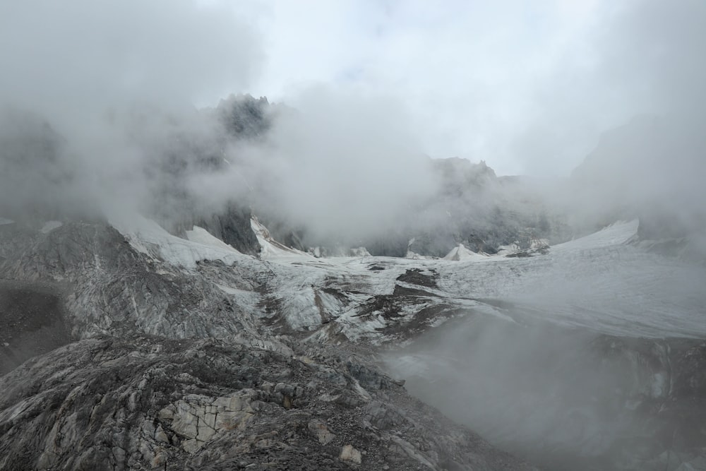 a mountain with snow