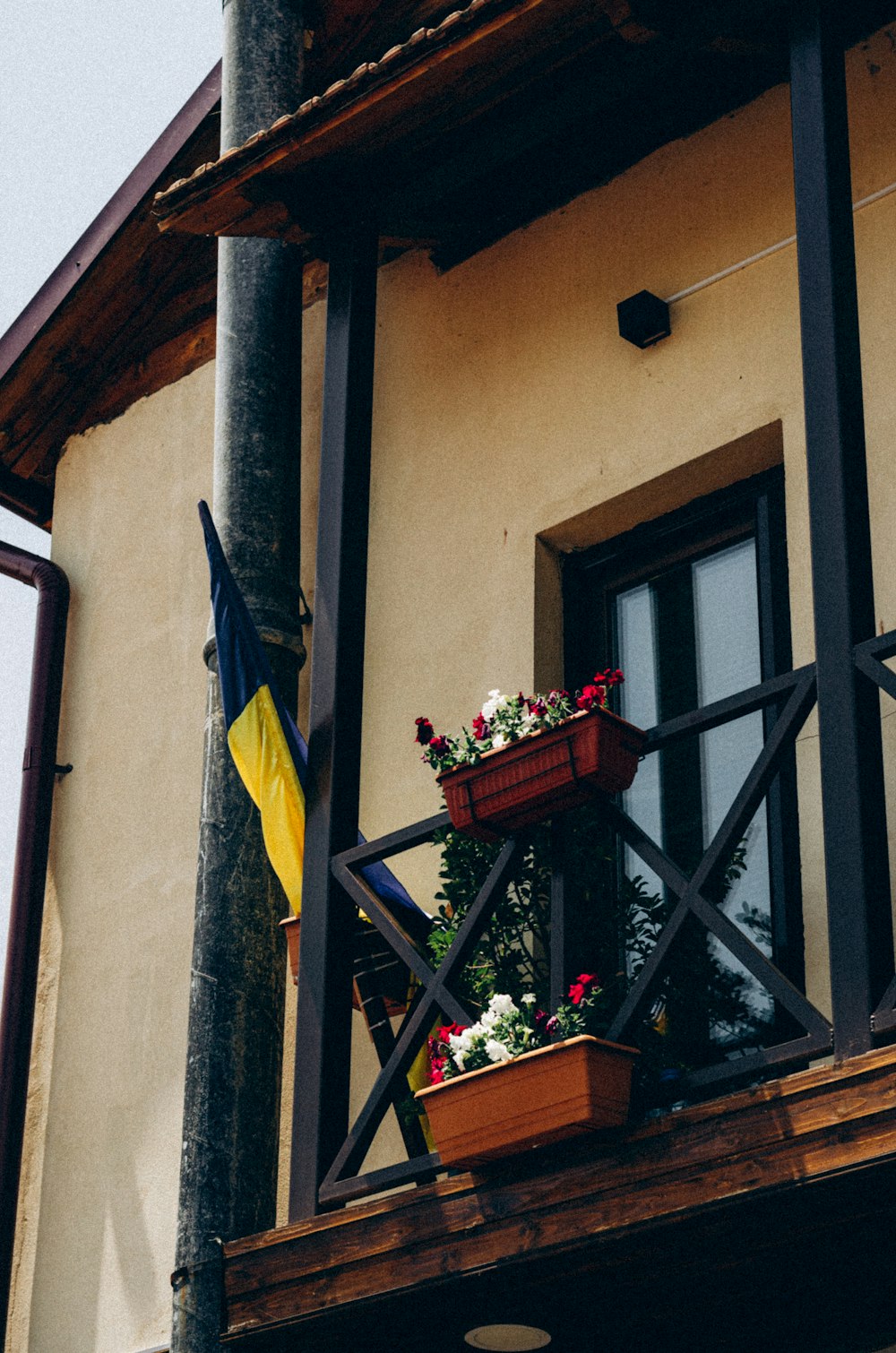 a flag from a window