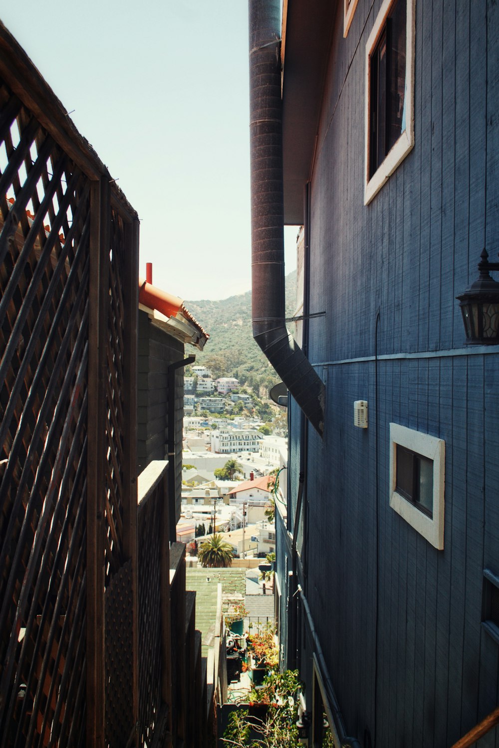 a view of a town from a building