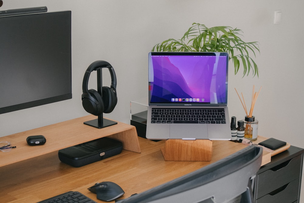 a laptop on a desk