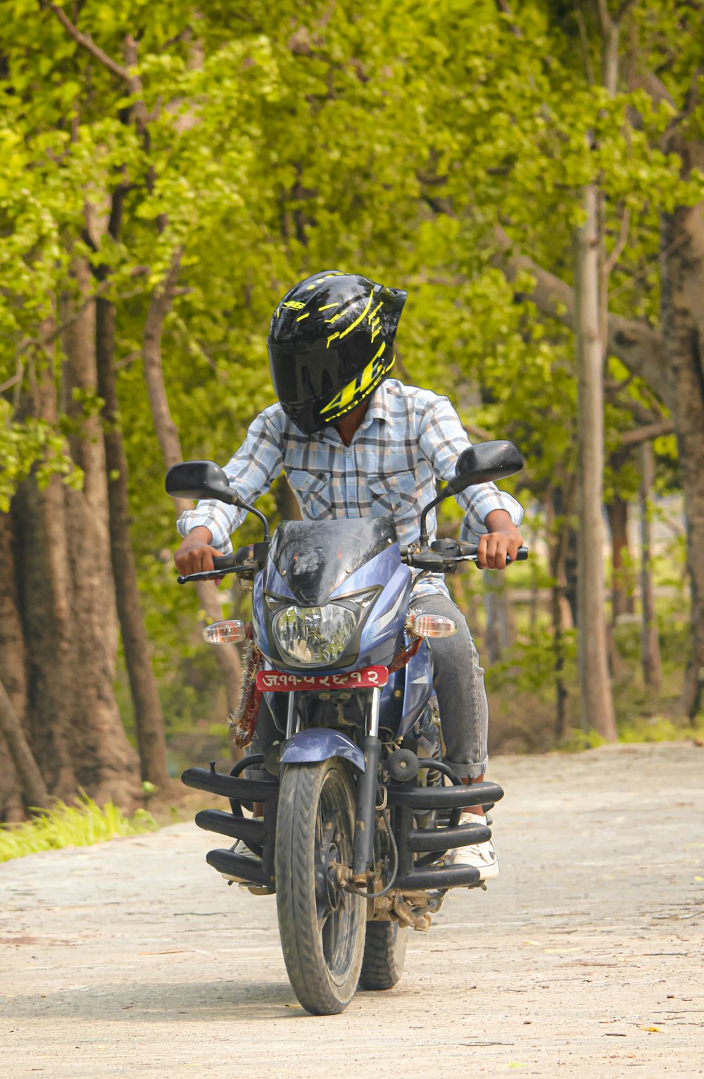 a man riding a motorcycle