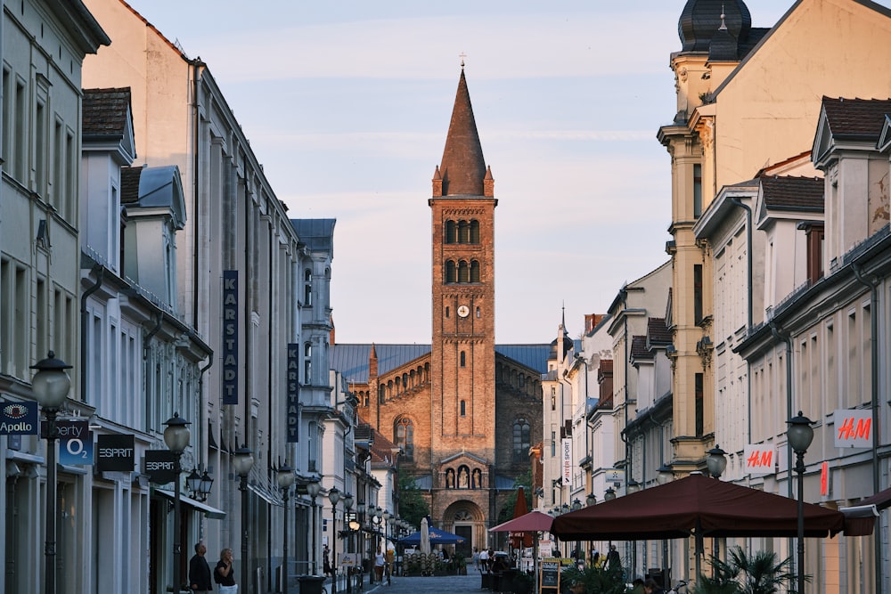 a clock tower in a city