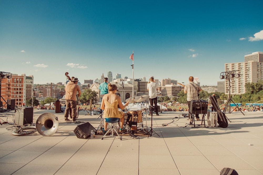 a group of people playing instruments