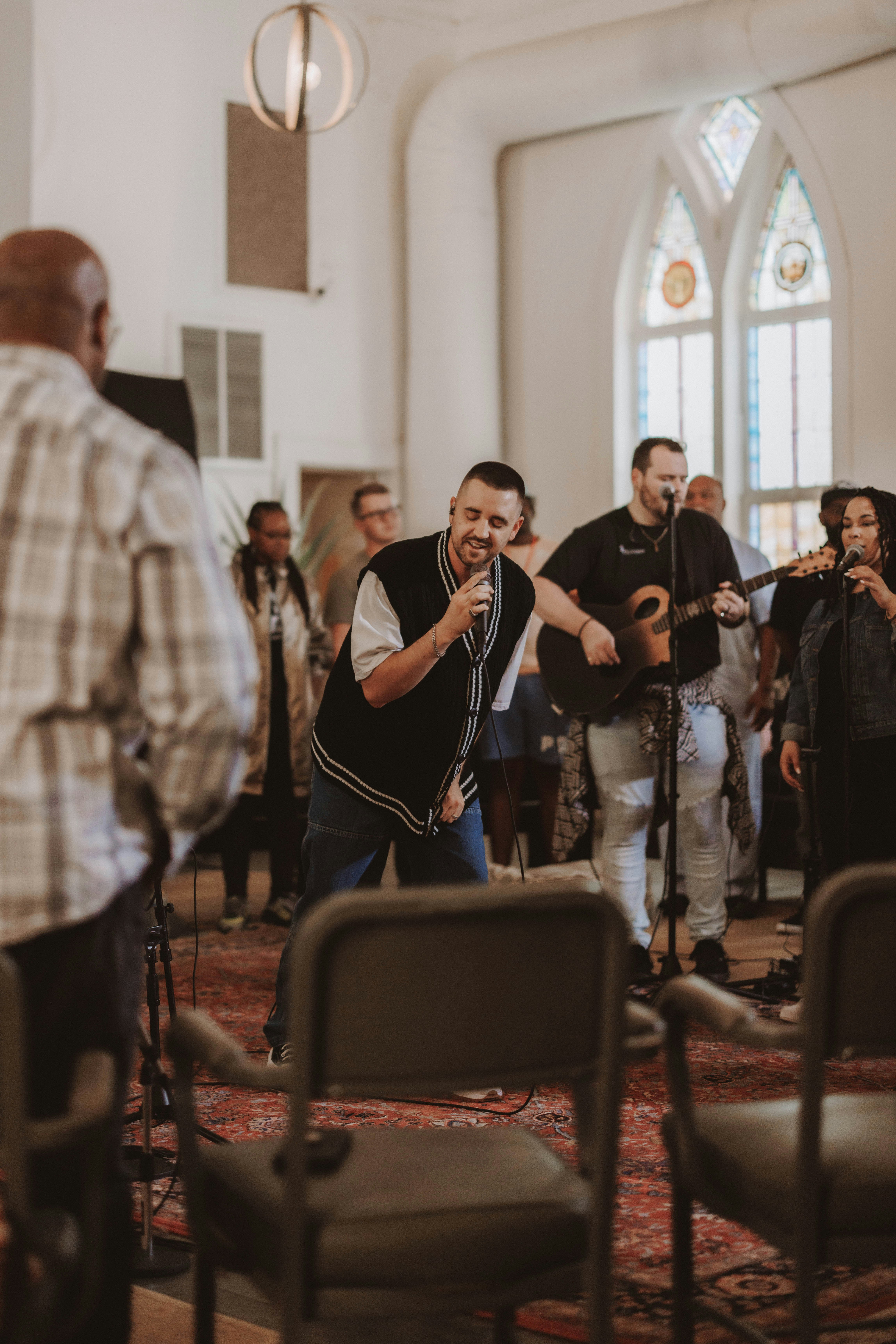 a group of people playing instruments