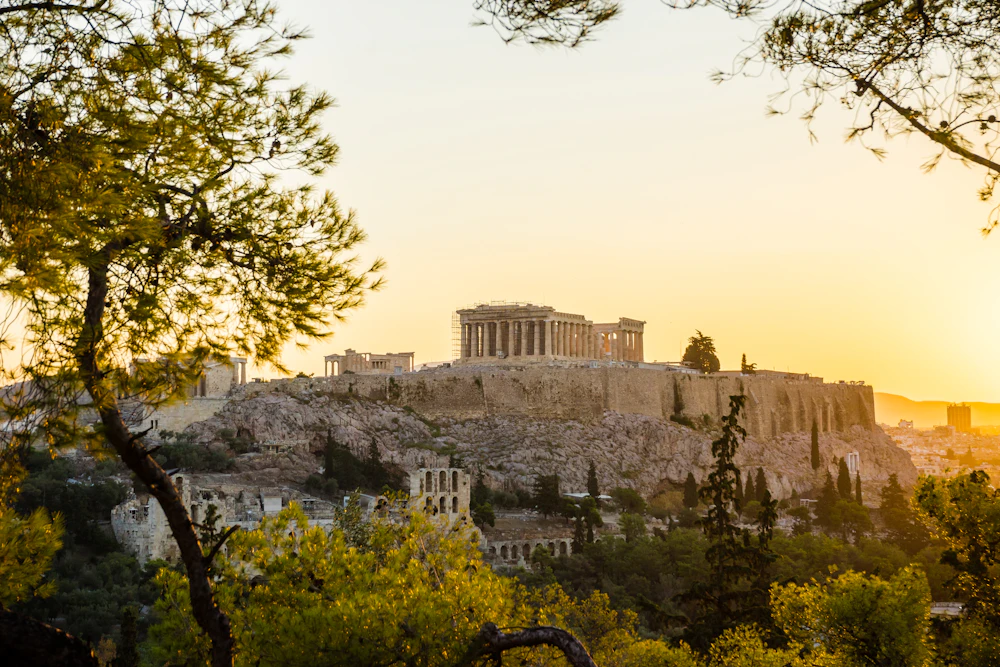 The Parthenon on the Acropolis of Athens and the ancient Agora on a Greek cultural school trip