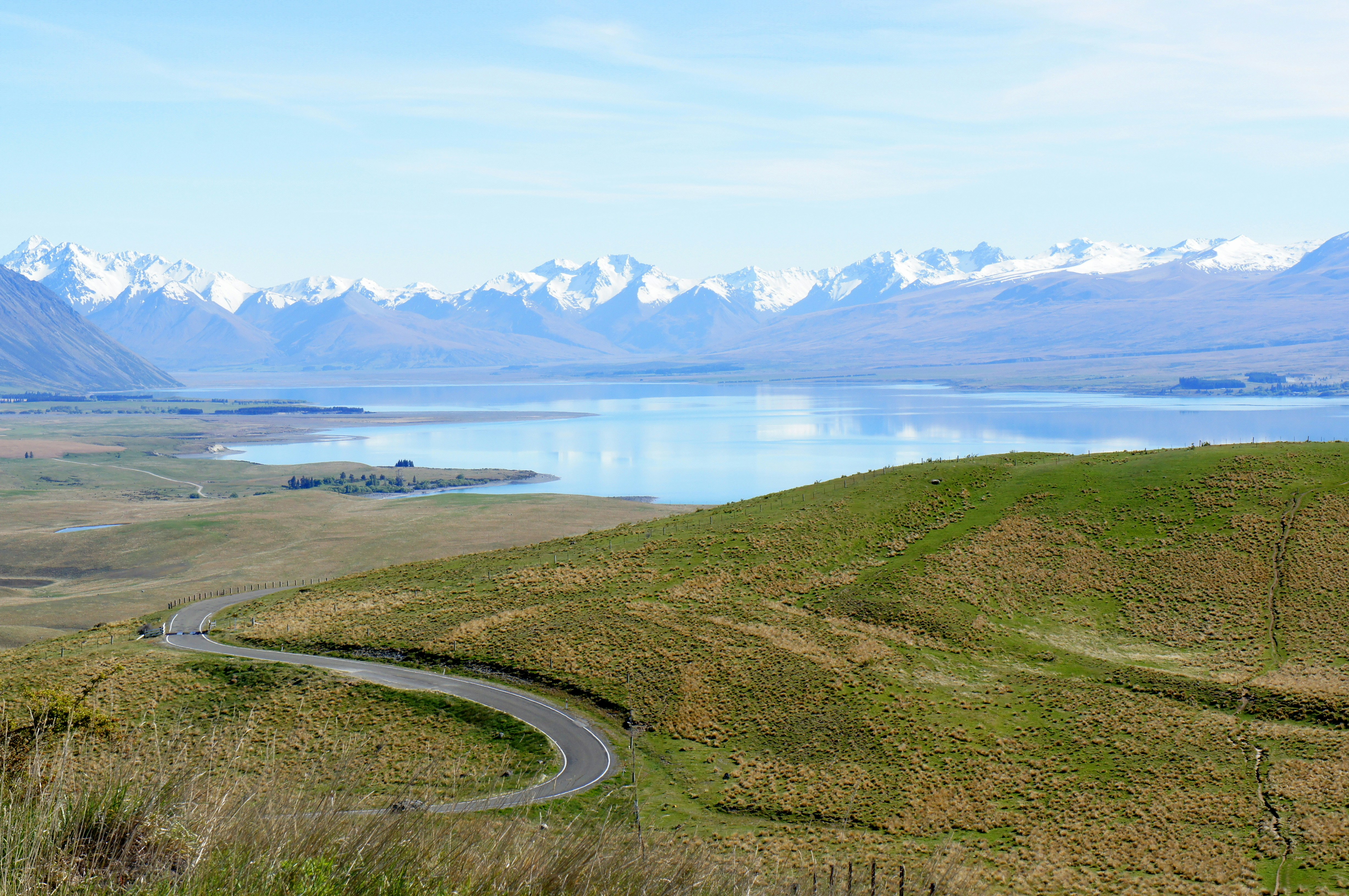 a road leading to a lake