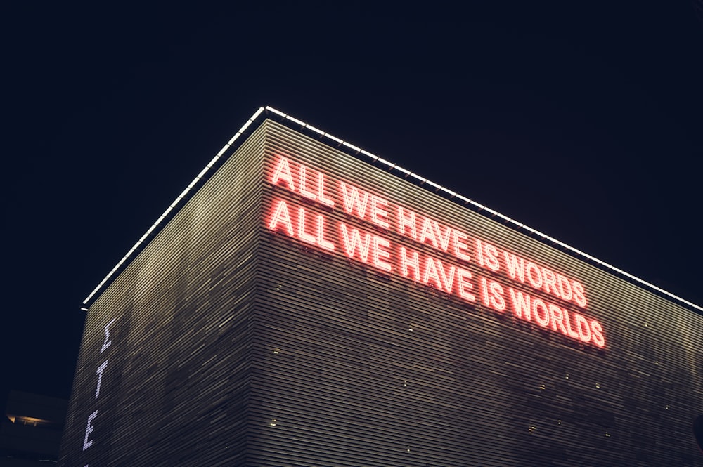 a large lighted sign