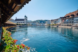 a body of water with buildings along it