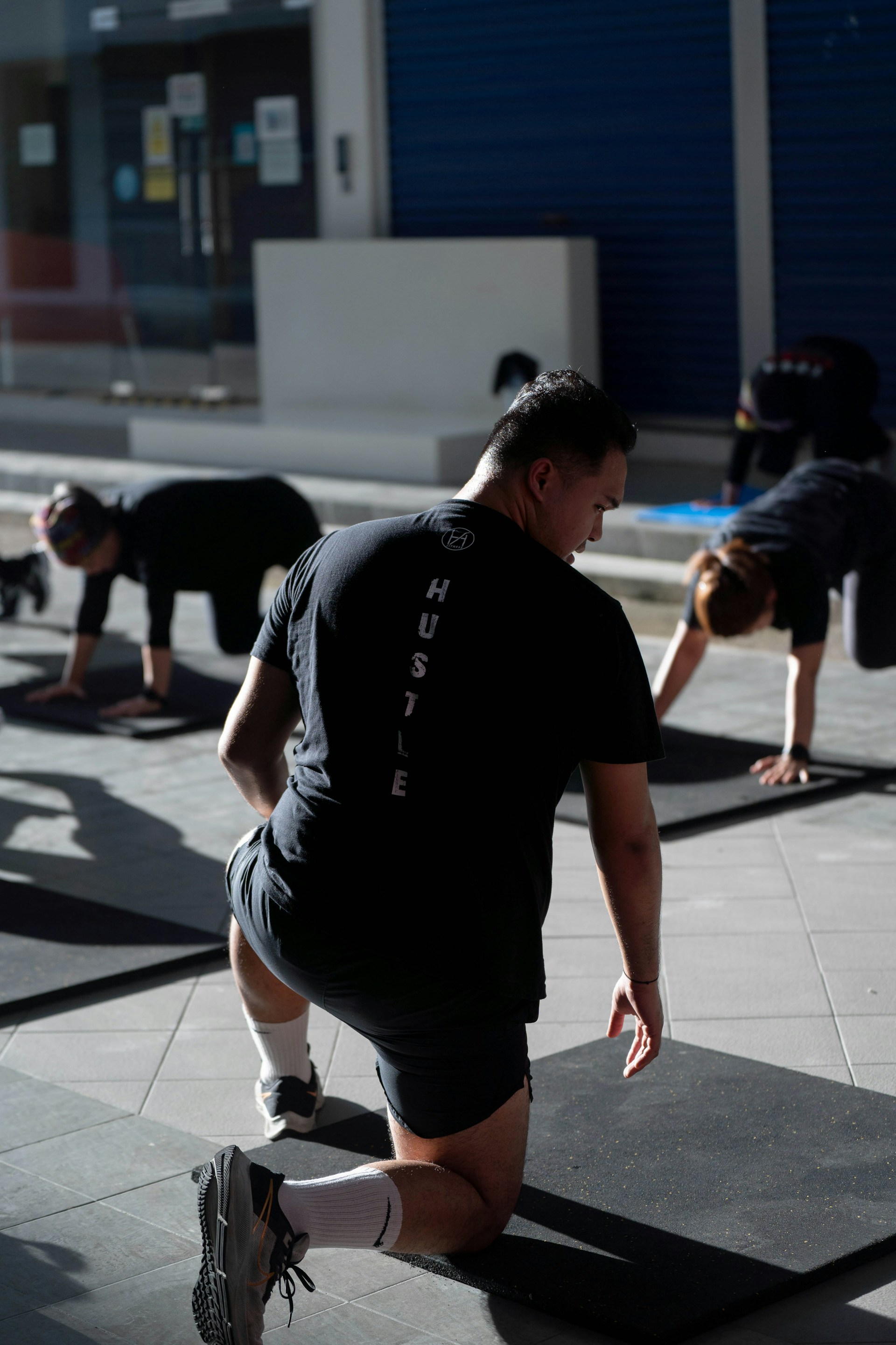 a person running on a track