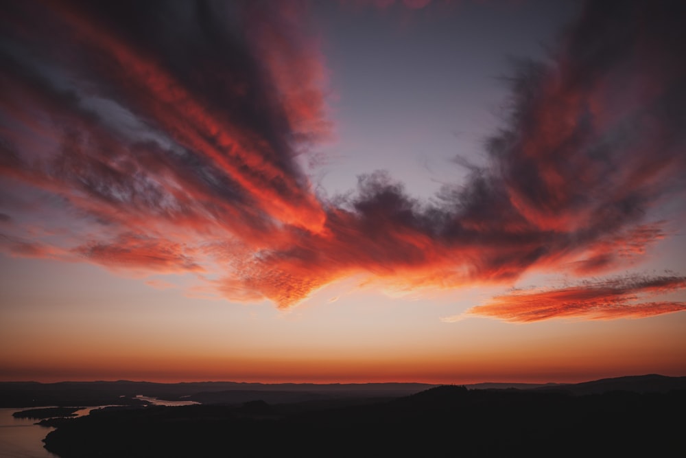 a sunset over a city