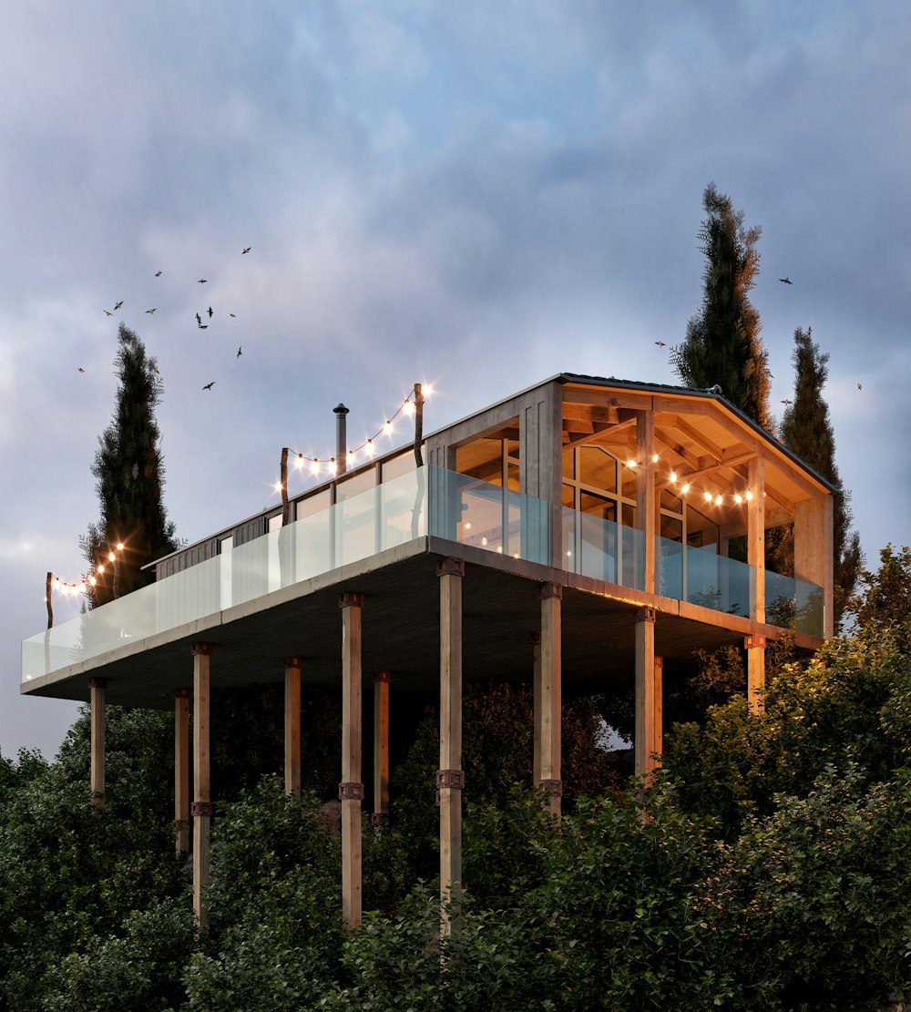 a house with a glass roof