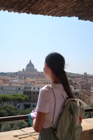 a person looking out over a city