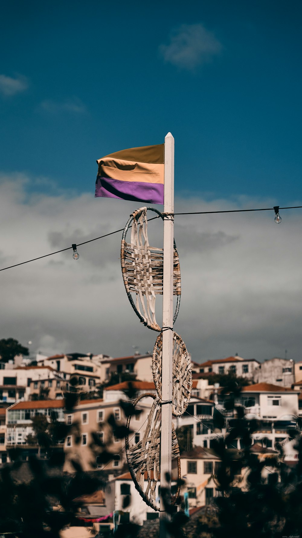 a flag on a pole