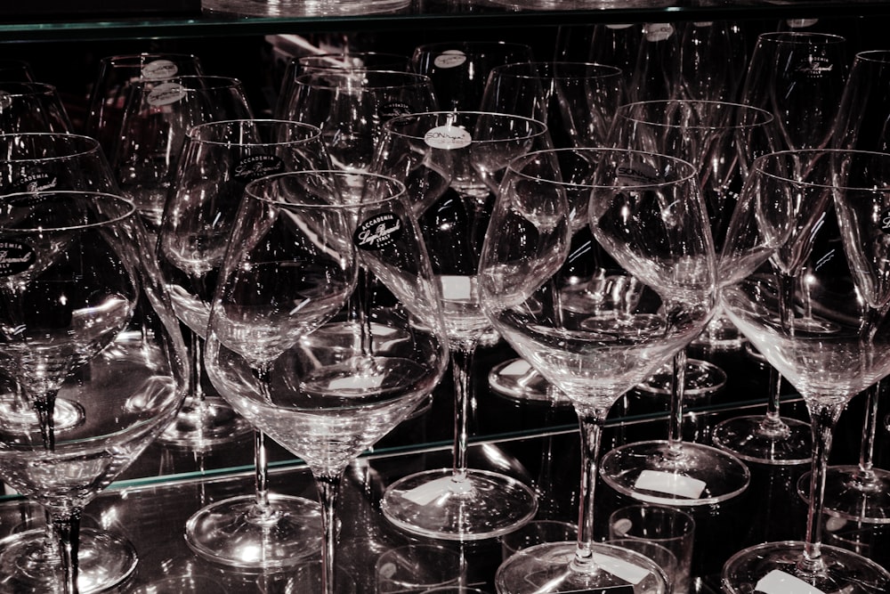 a group of wine glasses