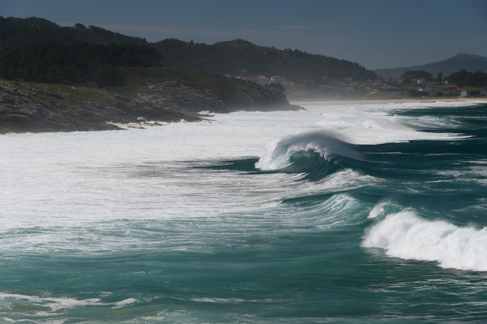 waves crashing on a beach