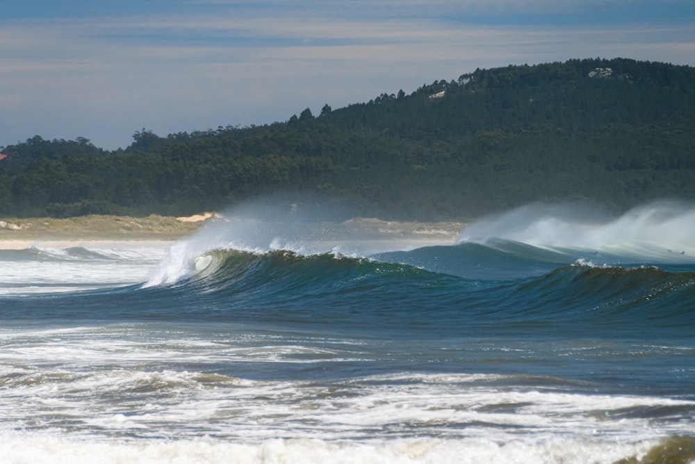 waves crashing on a beach