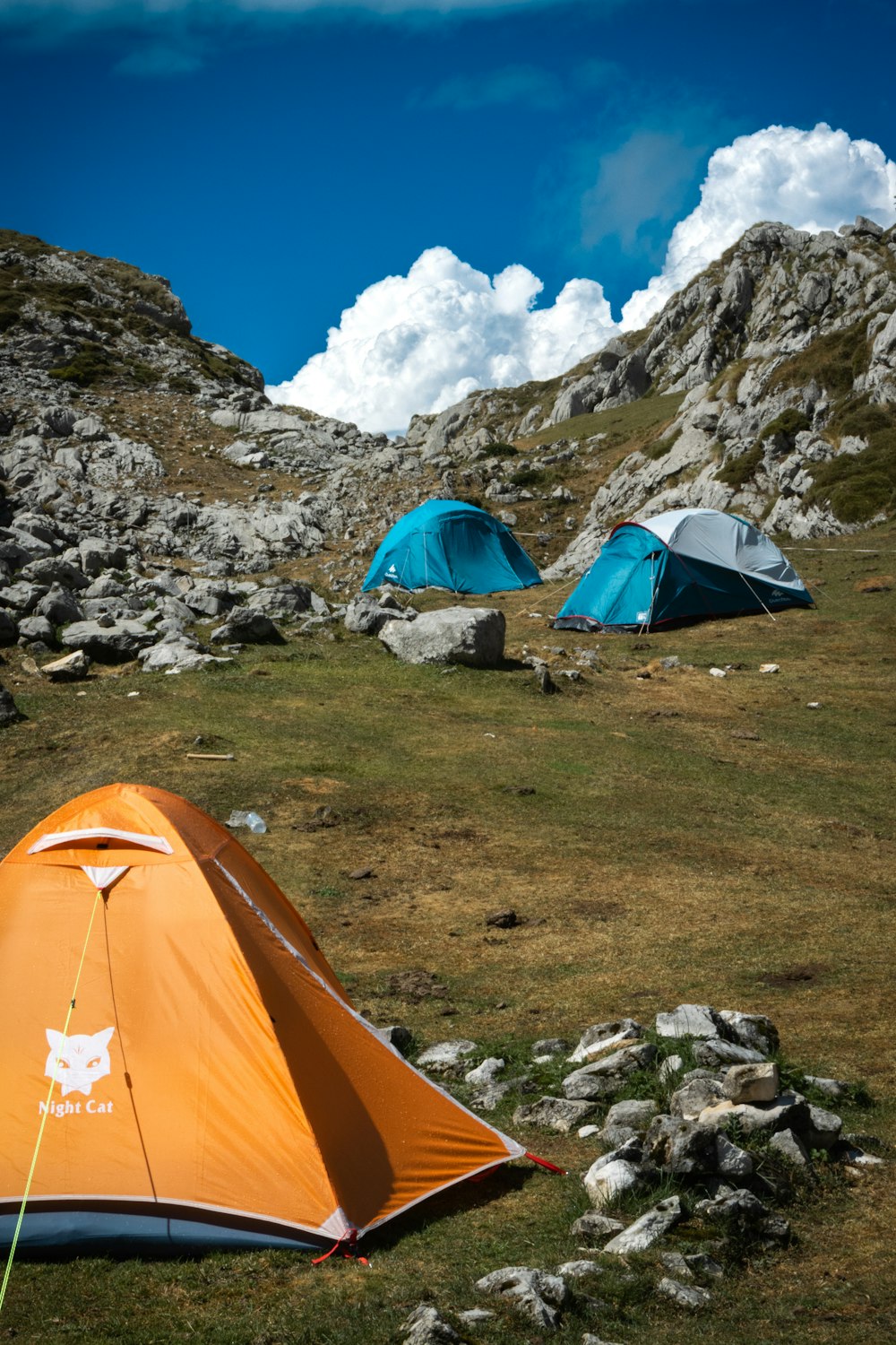 tents on a rocky hillside