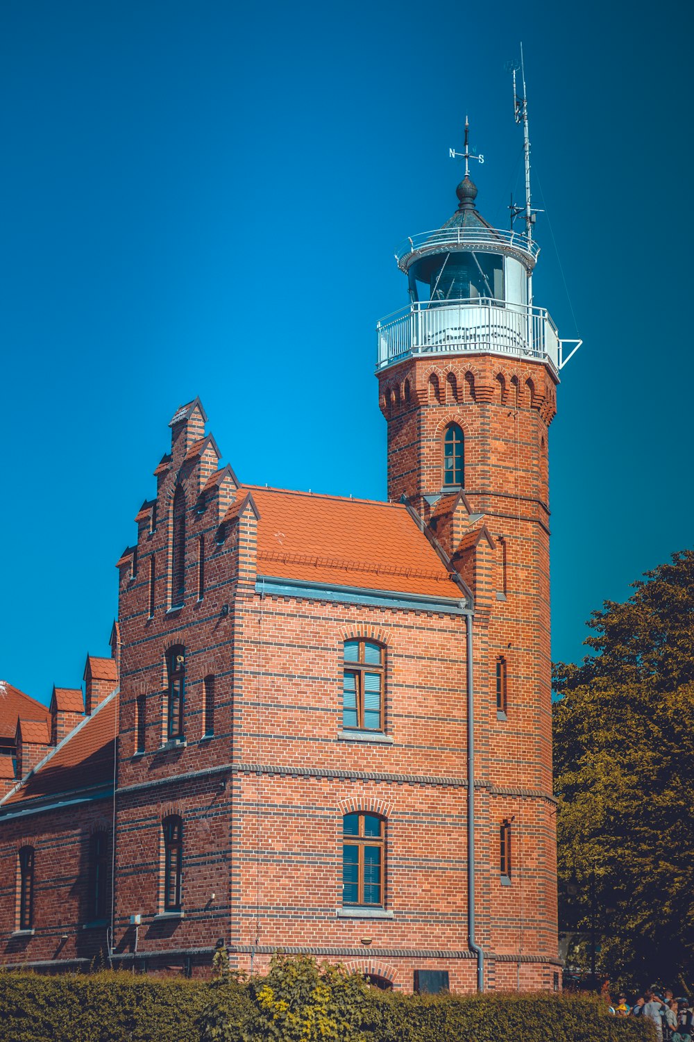 a brick building with a tower