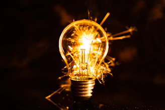 a light bulb with a flame