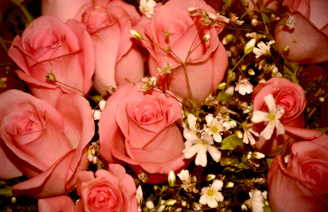 Elegant romantic floral bouquet with soft pink roses and greenery, perfect for anniversaries.