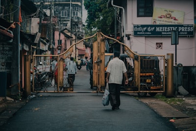 a man walking down a street