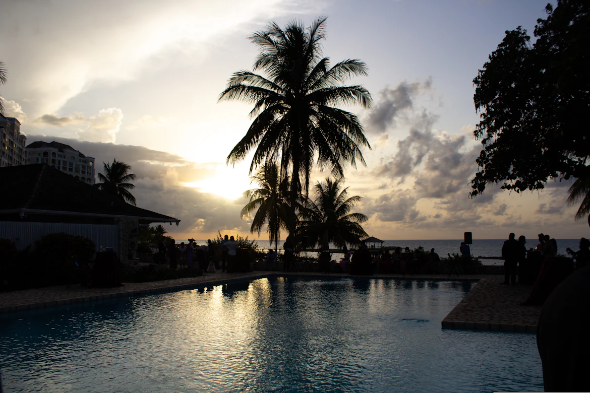 Tranquil beach luxury resort setup