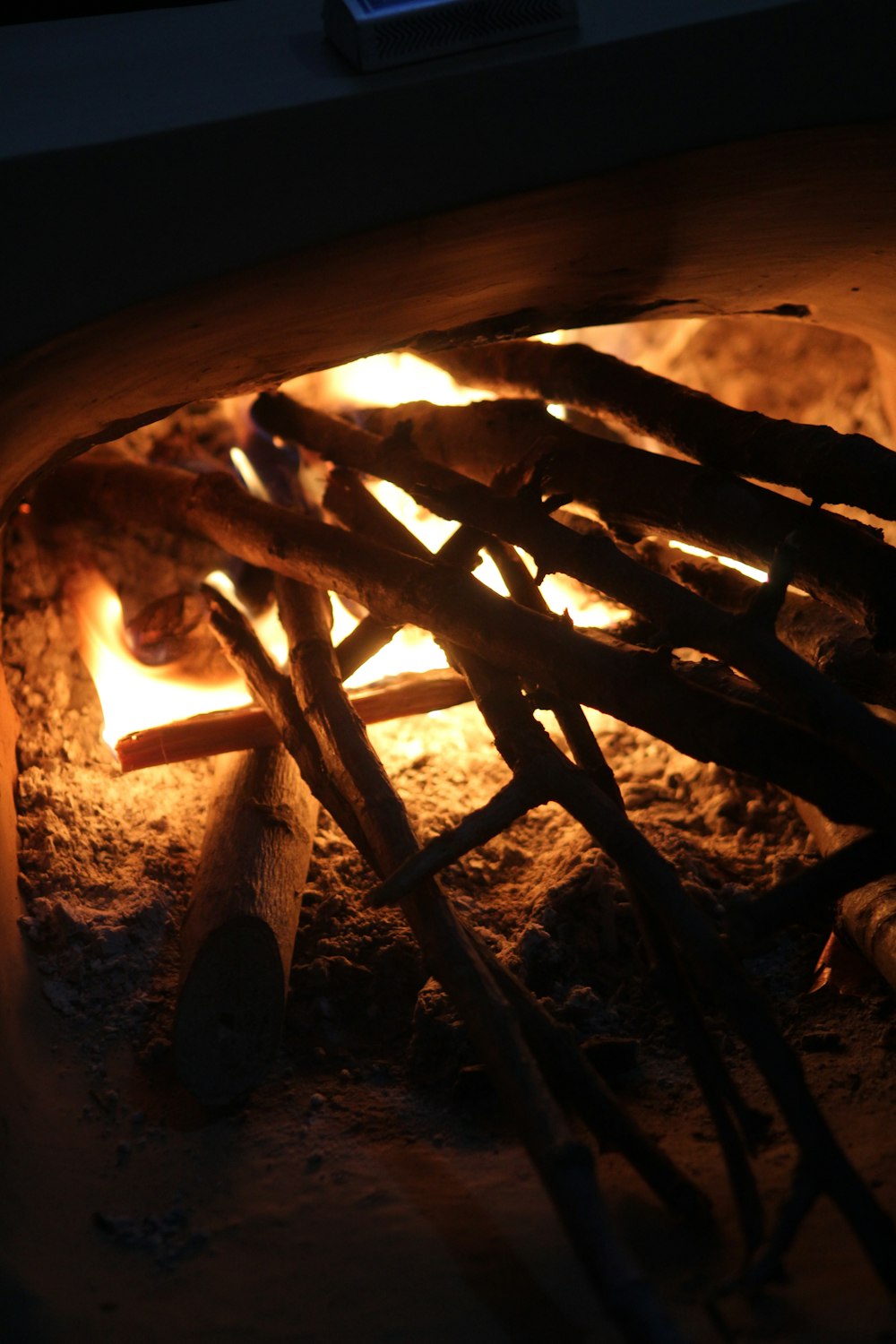 a close-up of a fire