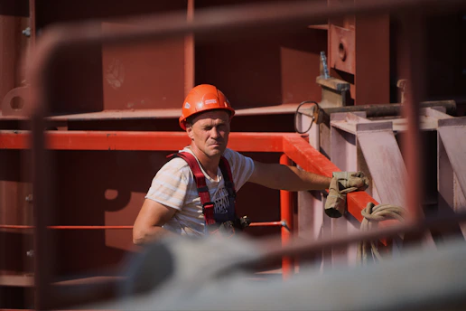 a person wearing a hard hat