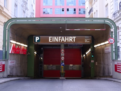 a store front with a sign