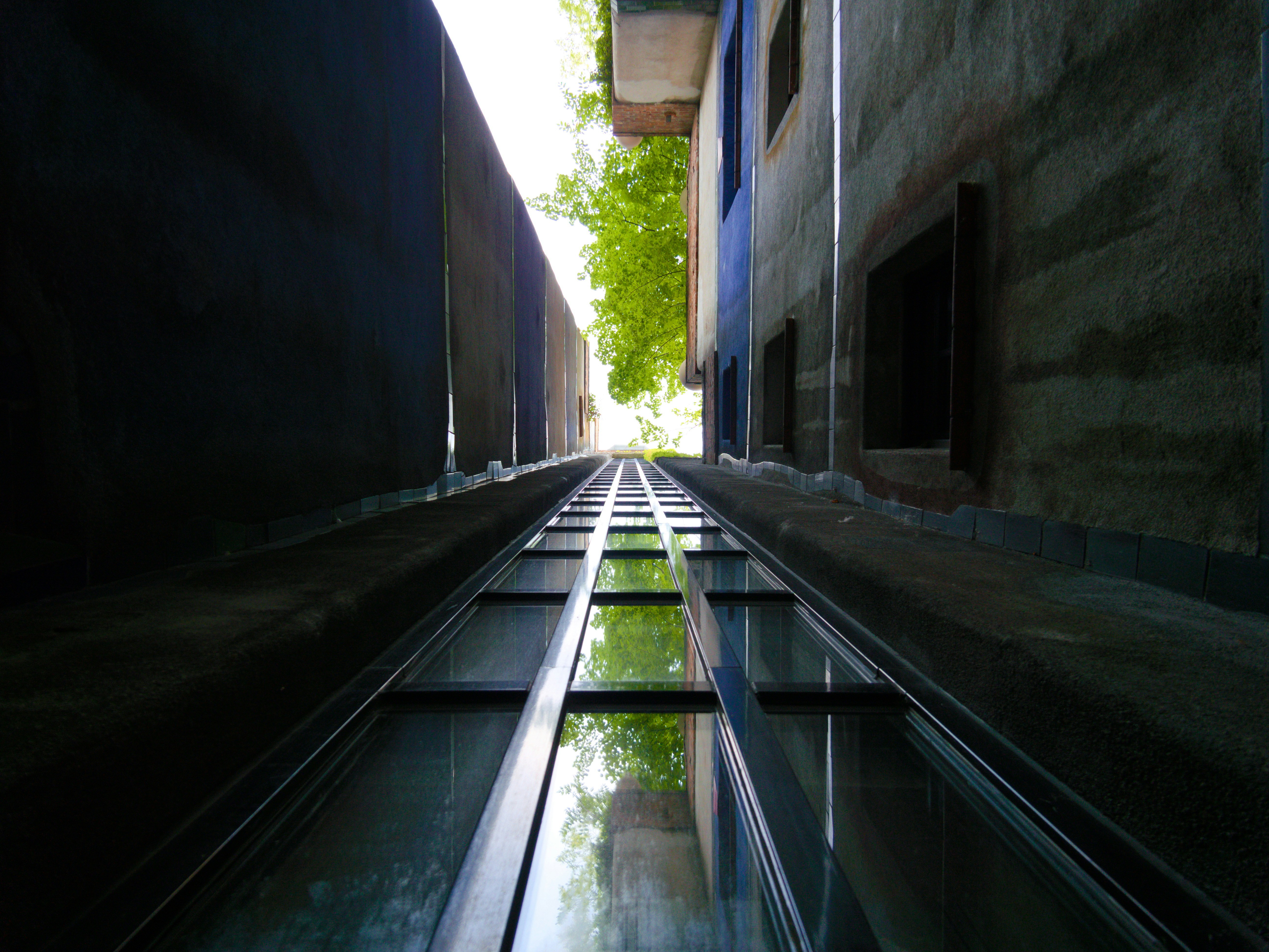 a canal between two buildings