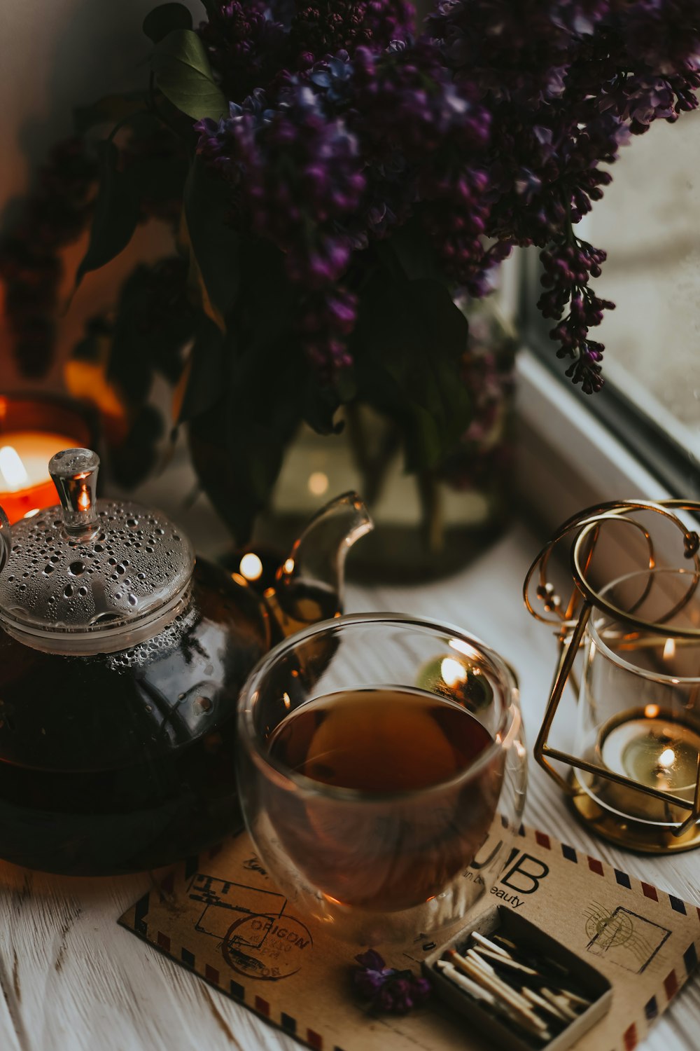 a cup of tea on a table